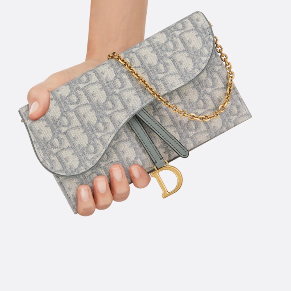 Saddle long wallet on chain canvas